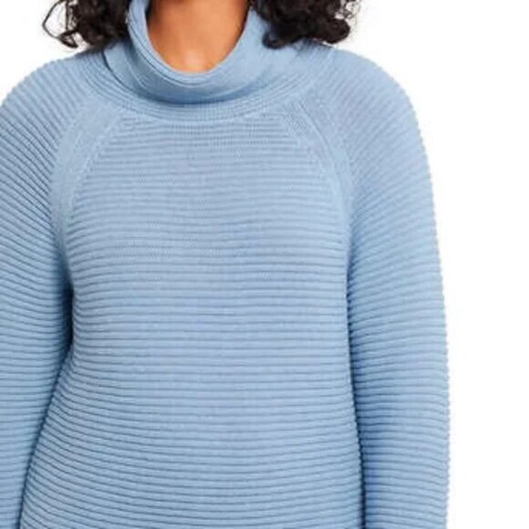Kenneth Cole Reaction Sweater Light Blue Knit Cowl Neck Women's Size XXL - Picture 2 of 14